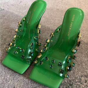 Good American Green Embellished Women's Shoes